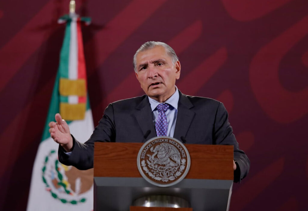 Adán Augusto en conferencia en CDMX 2023