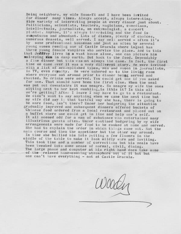 Una carta mecanografiada firmada “Woody”.