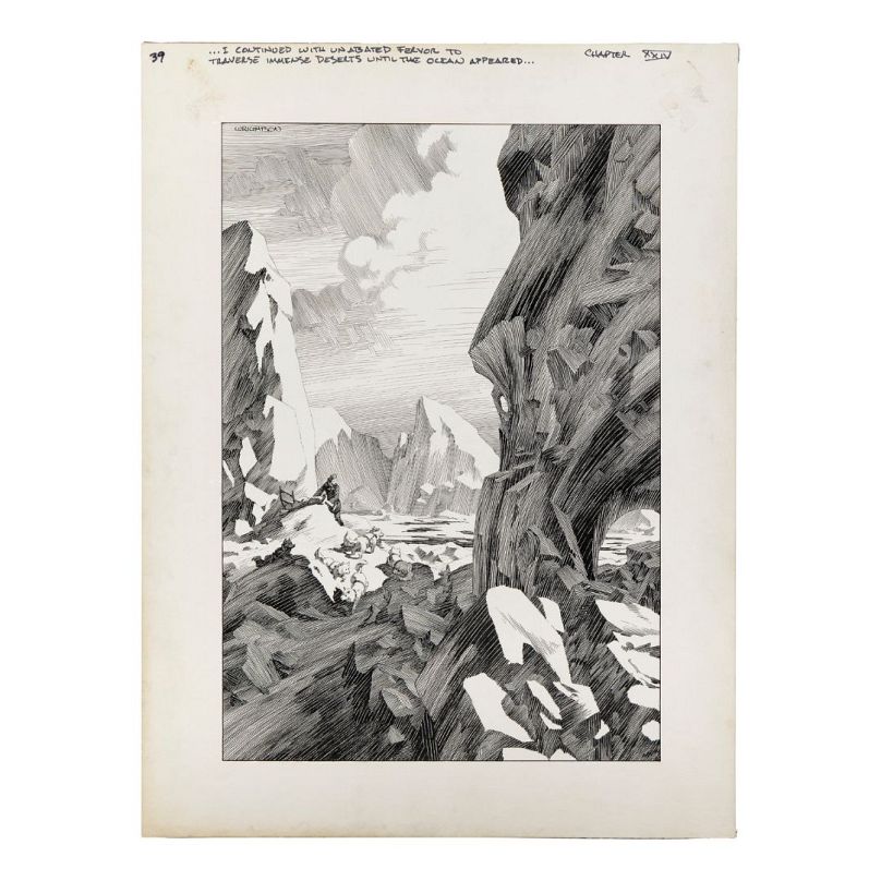 Arte original de Bernie Wrightson de la novela "Frankenstein" de Mary Wollstonecraft Shelley