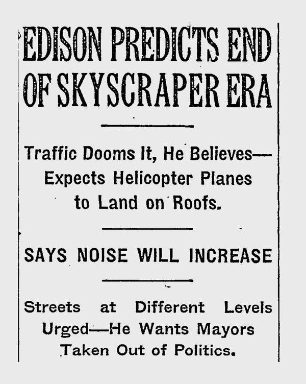 Un titular de The New York Times sobre Edison, en 1926.